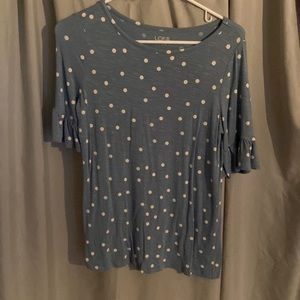 Size small blue Polk a dot ruffle sleeve short sleeve from the LOFT